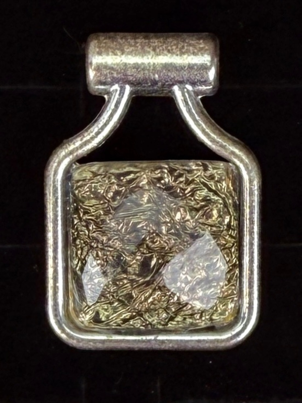 Vintage aged, silvertone, and green Pendant with free Black Cord